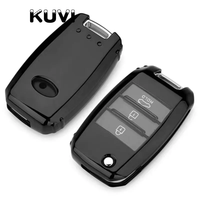 ТПУ чехол для ключей защитный для KIA Sid Rio KIA Soul Sportage Ceed Sorento Cerato K2 K3 K4 K5 дистанционный чехол Защита - Название цвета: Черный