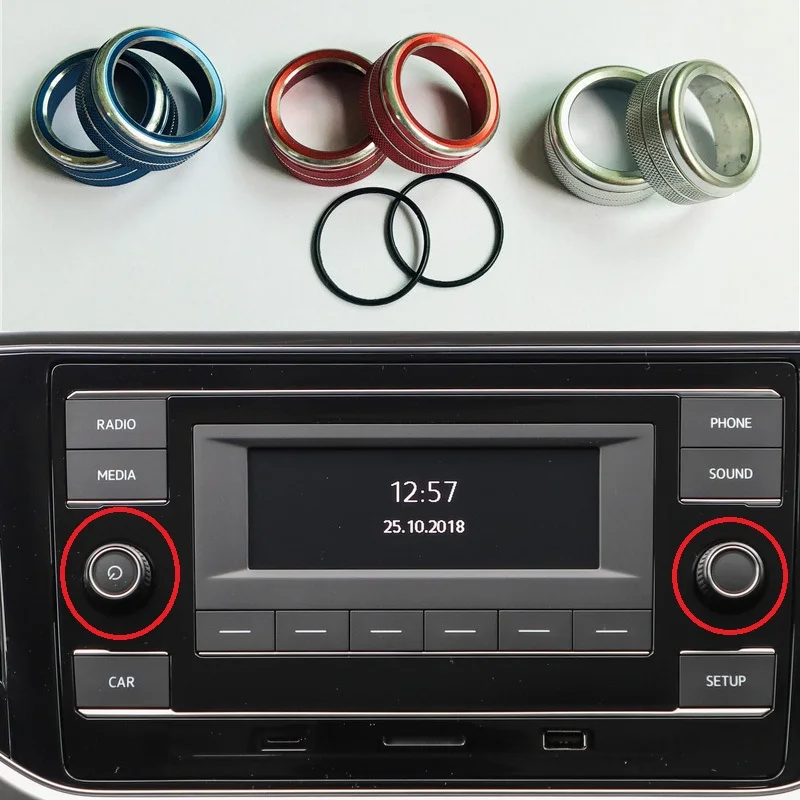 

2pcs Car Audio Stereo Volume Control Knob Button Ring Cover for Volkswagen Tiguan mk2 Atlas t-roc Ateca 2017-2019