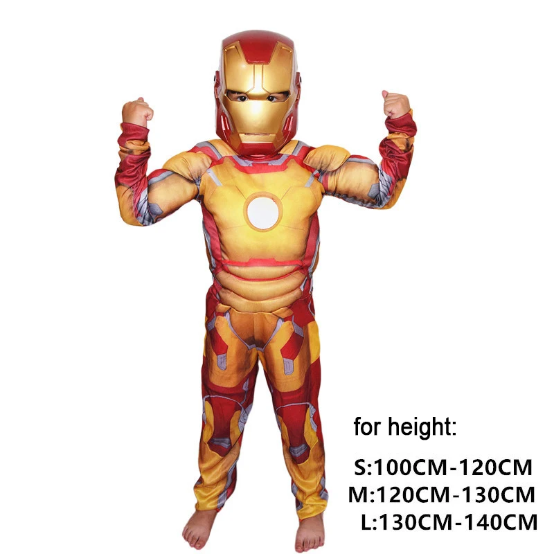 yellow ironman Мстители, супергерой, вечерние, косплей, мускулы, Тор, человек, Капитан Америка, костюм для мальчиков, Бэтмен, косплей, Хэллоуин, форма Супермена - Цвет: yellow ironman