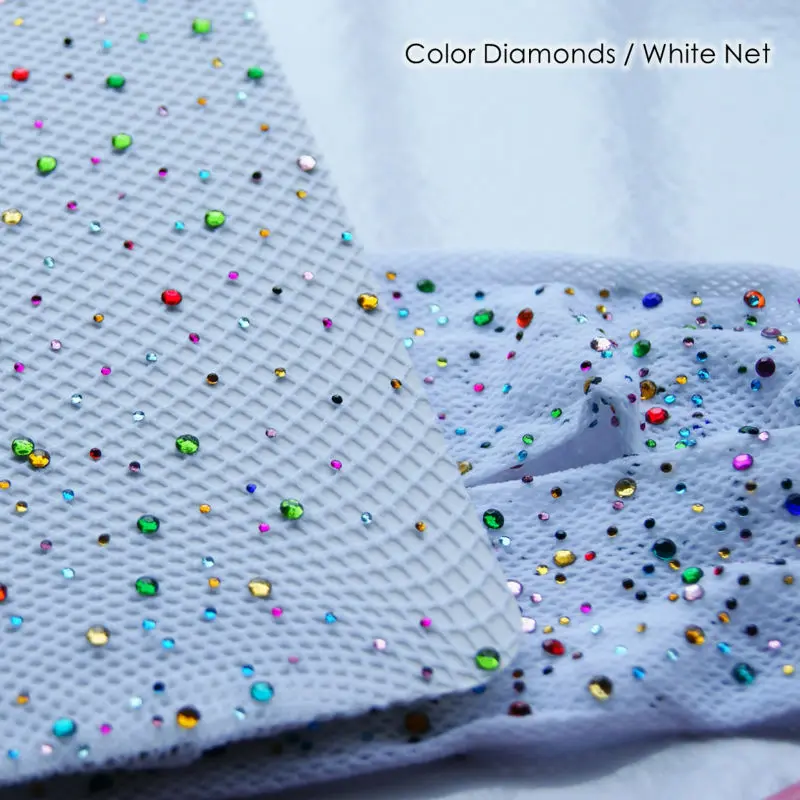 Color Diamonds White Горячие рыболовные сети блестящие Кристальные колготки в сетку, чулки, Чулки для женщин, разноцветные бриллианты, Колготки в сетку размера плюс - Цвет: Color Diamonds White