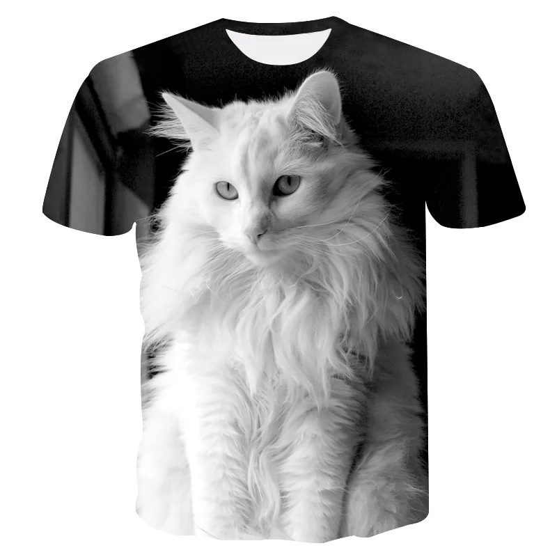 Женская футболка с коротким рукавом и 3D принтом Kawaii Cat унисекс животных свободная