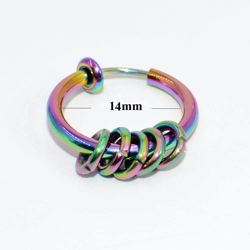 1PC Surgical Steel Fake Spring Hoops 5 Rings Earrings Nose Ring Lip Ring Ear Cartilage Helix Ear Fahion Body Piercing Jewelry
