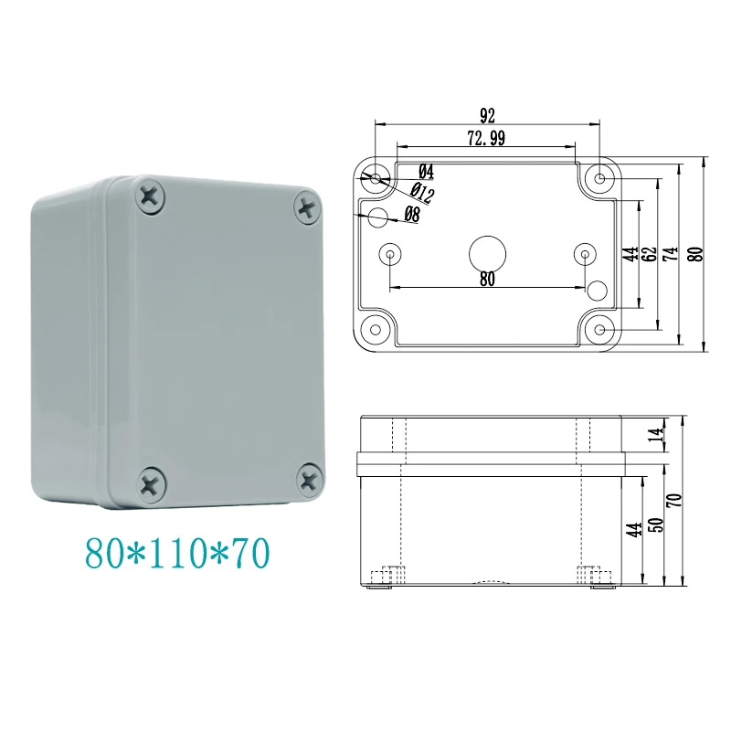IP67 водонепроницаемый пластиковый корпус электронный корпус для установки корпус Электрический проект коробка Наружная распределительная коробка корпус 130*80