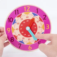 Children Montessori Wooden Clock Toys Hour Minute Second Cognition Colorful Clocks Teaching Aids for Kids Preschool Children 1