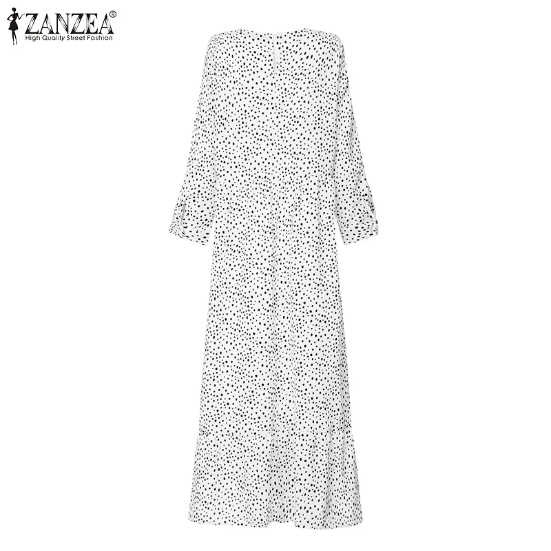 ZANZEA богемное Платье женское платье в горошек с принтом Vestidos осенние женские праздничные вечерние длинные макси платья Повседневное платье