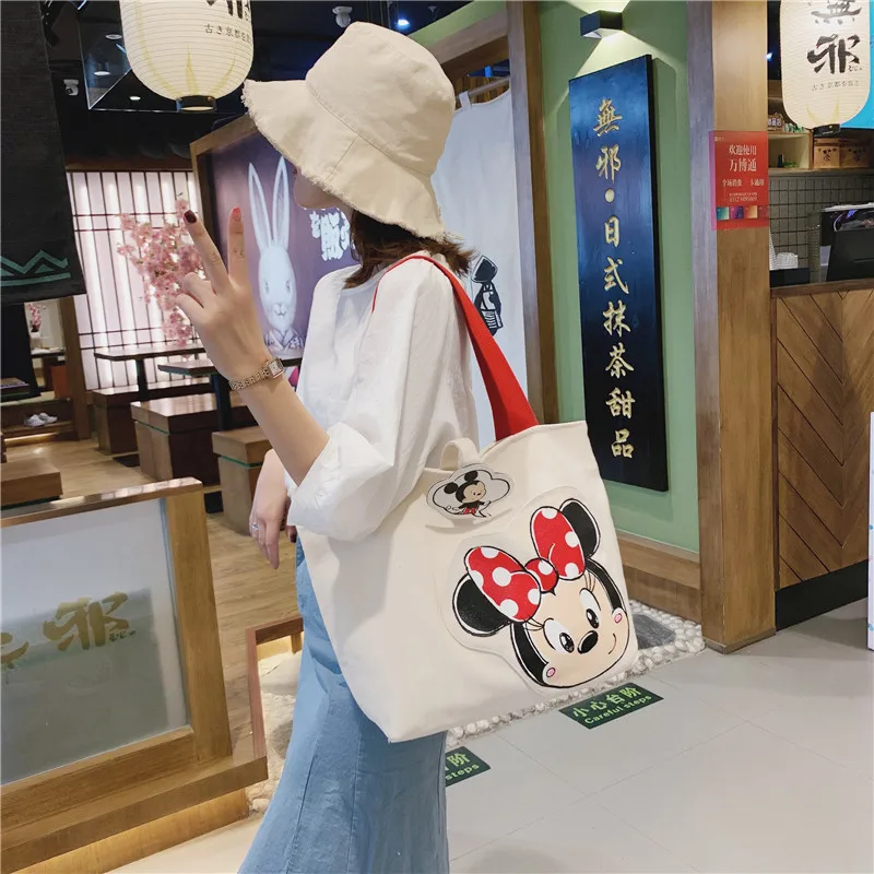 Disney новая большая сумка женская сумка милый мультяшный Микки Большая вместительная сумка для девочек Сумка тканевая через плечо сумки кошелек шоппинг
