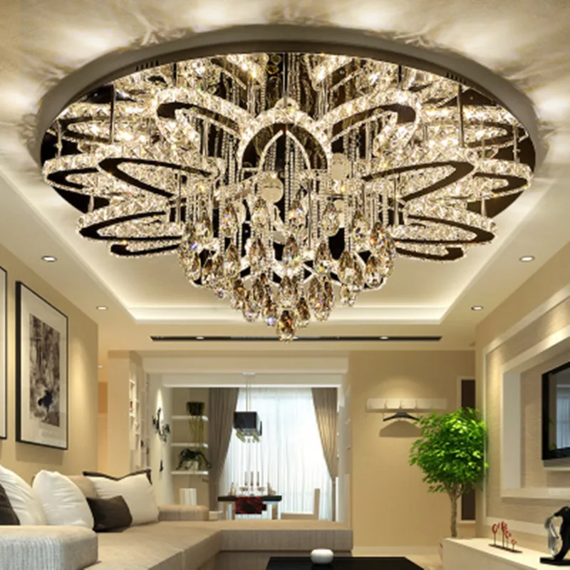 

Modern Remote Control Dimmable Led Chandelier Lustre K9 Cristal Stainless Chrome Led Ceiling Chandelier Luxury Foyer Light