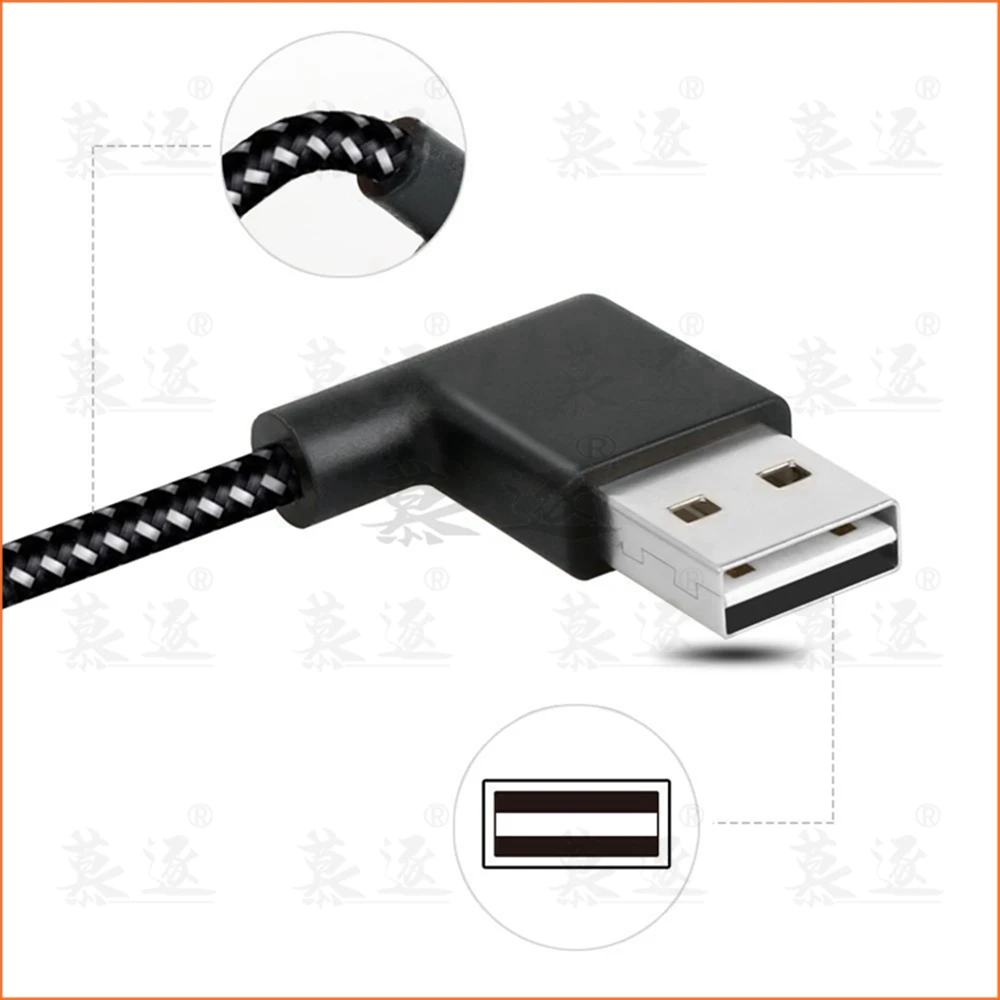 USB2.0 to Type-C Micro usb Cable 90 Degree Connector Type-C Fast Charging Data Cable for All Type C Device Nylon Braided