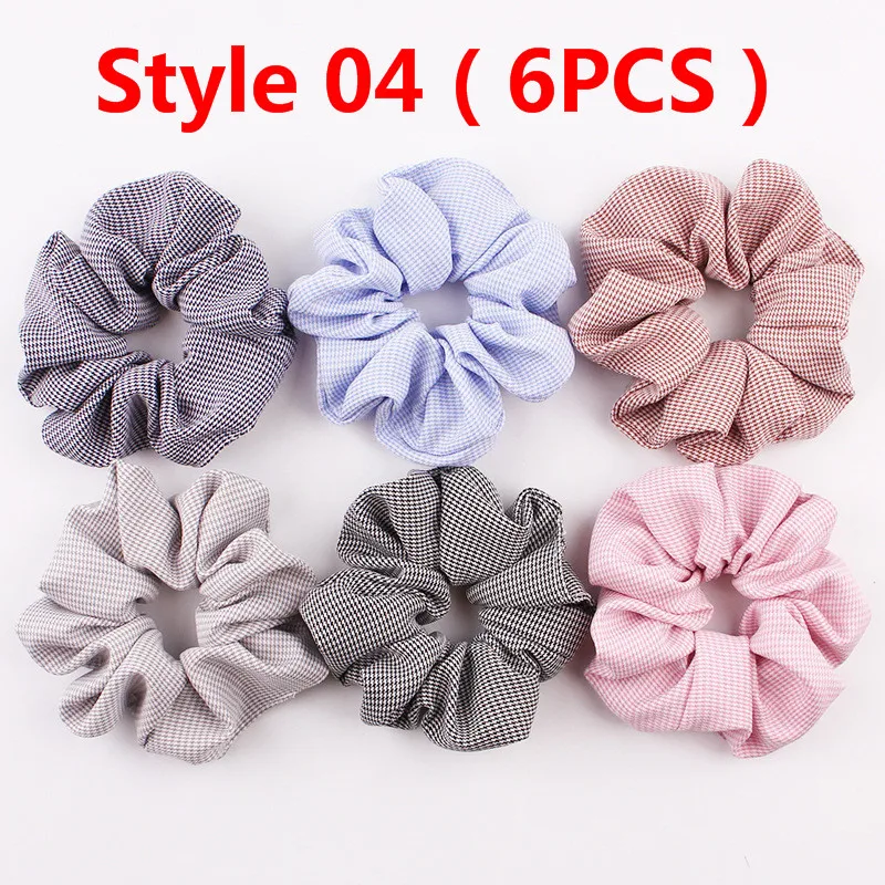 6 Pcs scrunchies 04 6 шт./компл. модные резинка для волос пакет Для женщин принт вставку внутрь эластичного ремешка, "конский хвост", держатель для резинки для волос резинка для волос резинки для волос аксессуары - Цвет: 6 Pcs scrunchies 04
