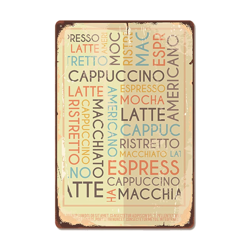 Hot Coffee Vintage Tin Signs Poster Fresh Tasty Retro Metal Plaque