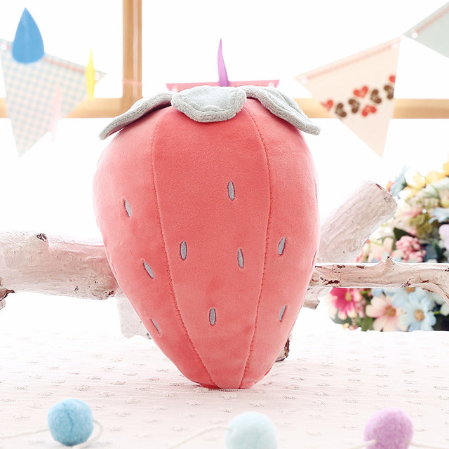 Plush Toy Simulation Strawberry Soft Cotton Cute Fruit Pillow Cushion Stuffed Toys Gifts For Kids Girls Baby