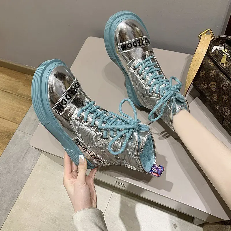 Зимние сапоги женские зимние Бархатные модные короткие теплые хлопковые на