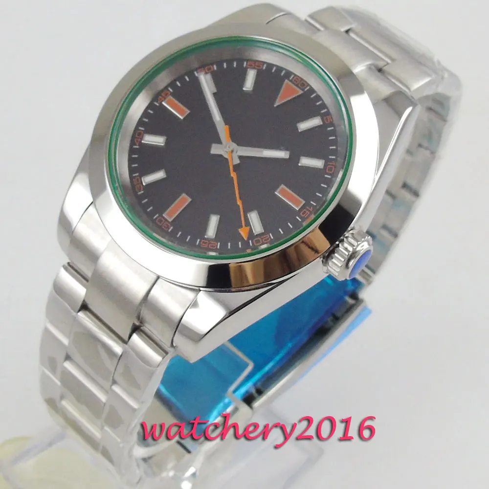 Мужские механические наручные часы с сапфировым стеклом 40 мм|wristwatch mens|wristwatch