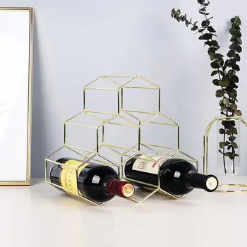 

Creative Geometric Wine Rack Metal Simple Household Grape Wine Rack Restaurant Living Room Kitchen Bar Drinking Display Shelf