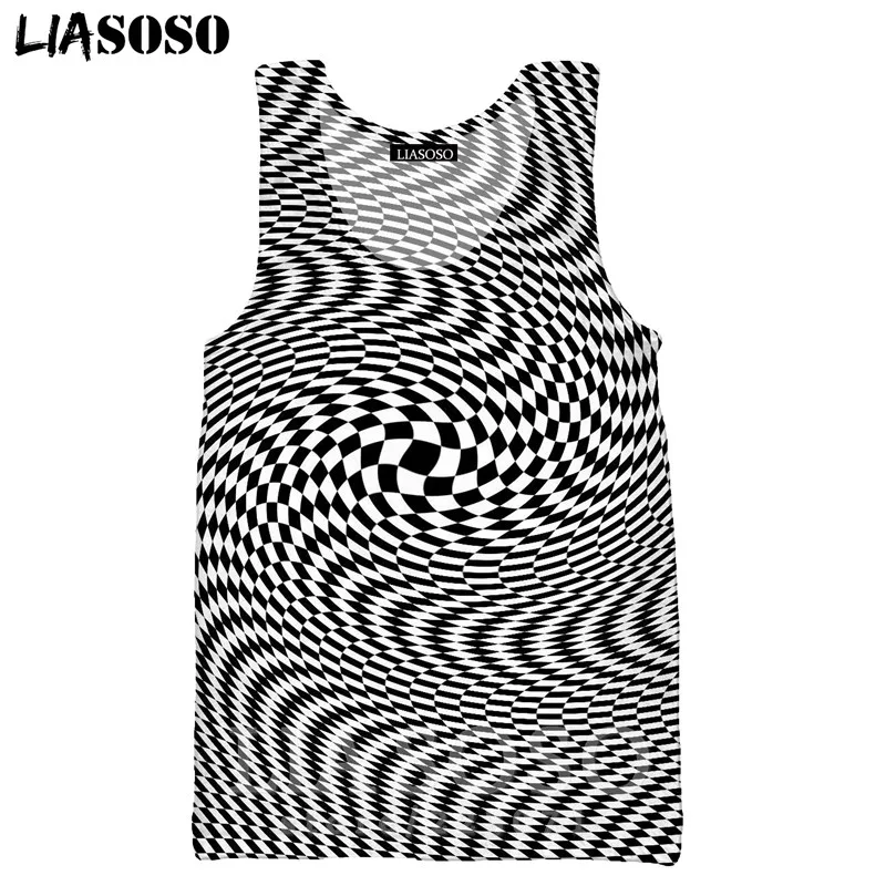 Psychedelic головокружение жилет LIASOSO для мужчин женщин Аниме Толстовка 3D принт Забавный О образным вырезом майка без рукавов хип хоп пуловер A328-8