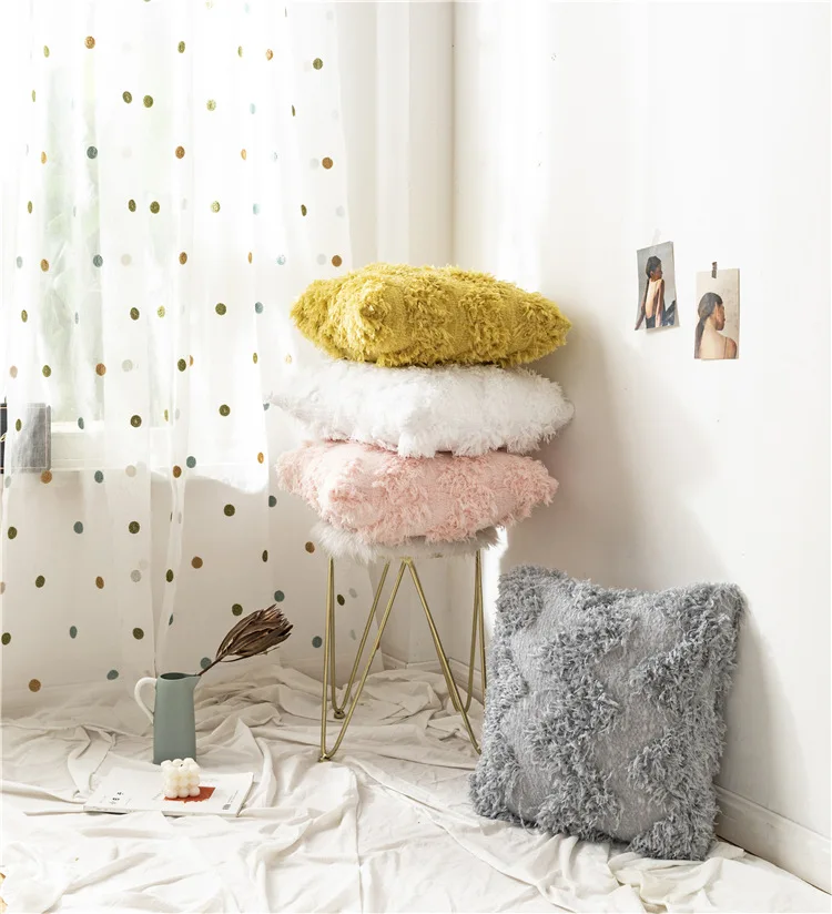 Бежевый, серый, желтый, розовый чехол для подушки из искусственного пера с кисточками, плюшевая наволочка 45x45 см/50X50 см для дивана, автомобиля, украшения для дома