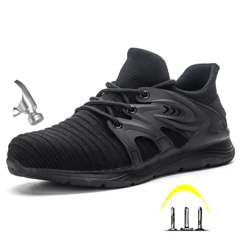 

Drop Shipping New Men's Steel Toe Anti Smashing Safety Protective Shoes Men Puncture Proof Breathable -proof Work Shoes