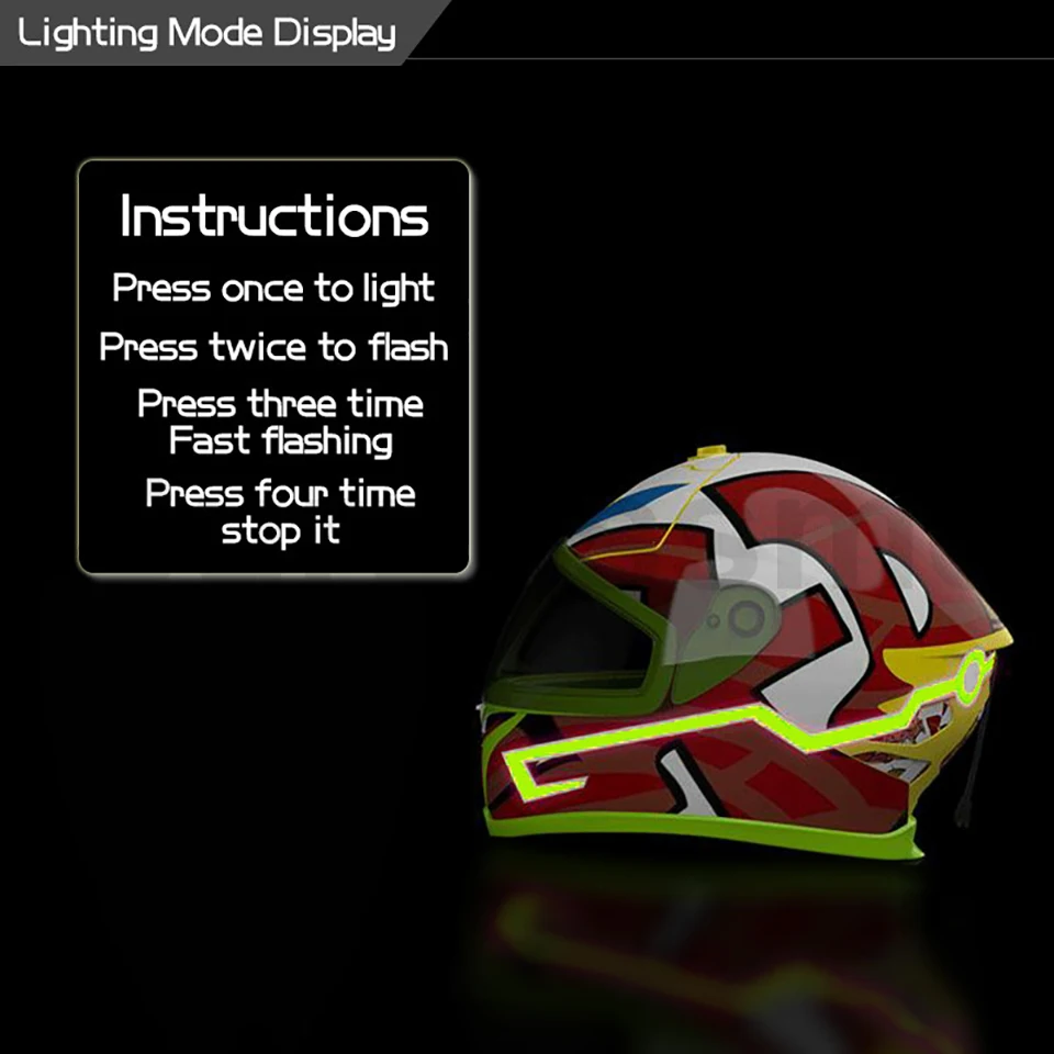 Мотоциклетный шлем с подсветкой водонепроницаемый прочный мотоцикл ночной езды сигнальная панель мигающая полоса СВЕТОДИОДНЫЙ светильник Шлем Комплект