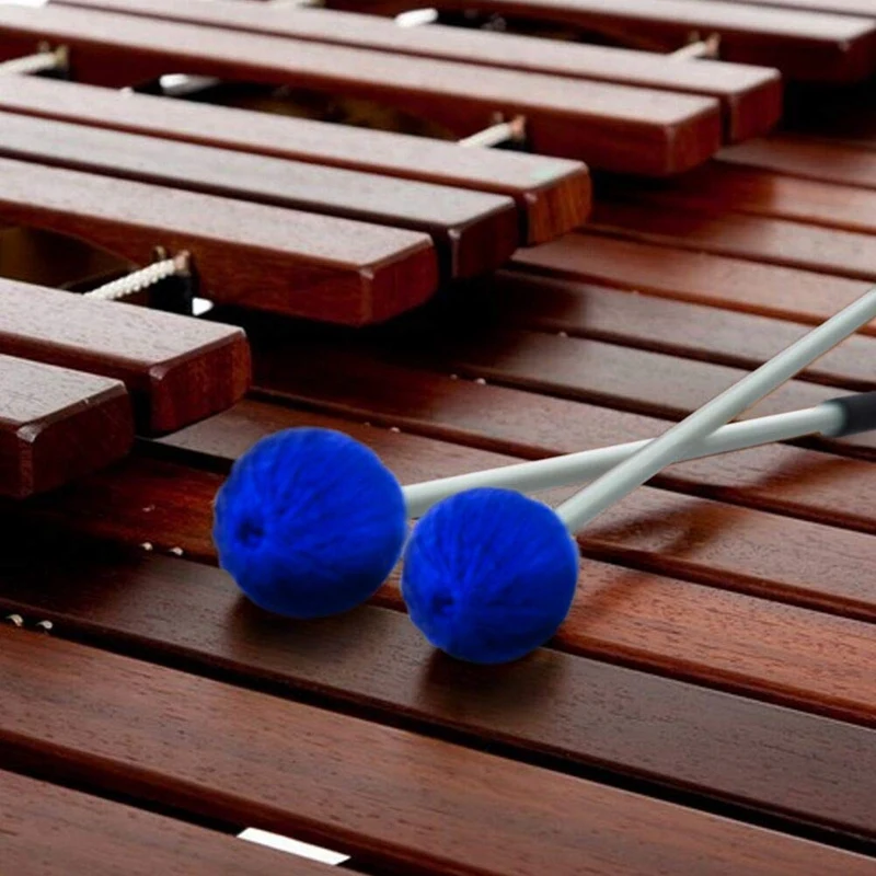 

TOP!-Marimba Mallets 1 Pair Medium Hard Yarn Head Marimba Mallets and 1 Pair Rubber Mallets Sticks for Percussion Bell Glockensp