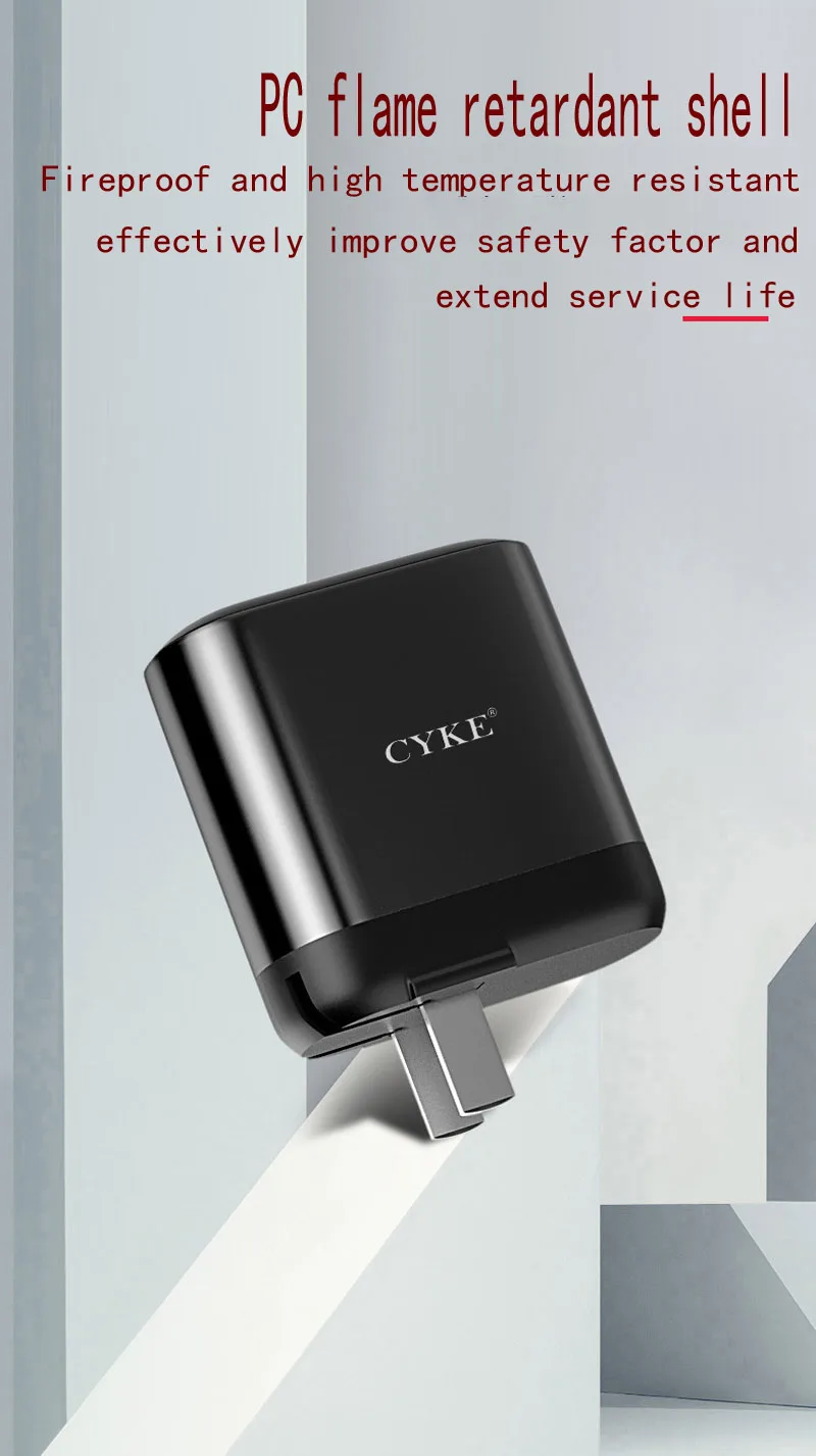 CYKE двойной USB интерфейс QC3.0 Быстрая зарядка PD18W Быстрая зарядка складное Цифровое зарядное устройство портативное универсальное зарядное устройство