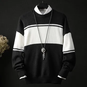 

Sweater Men's Casual SlimO-Neck Color BloCK Long Sleeve Knitting Sweater Knitted Pullovers Мужской свитер jerseys para hombres