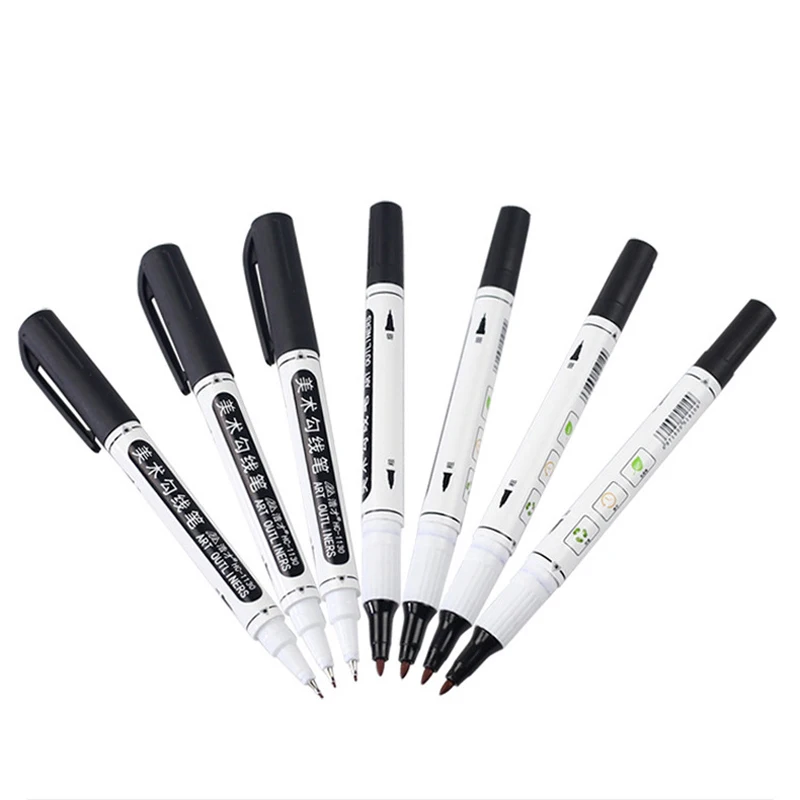Twin Tip Waterproof Permanent Dual tip 0.5/1.0 mm Nib Fine & Ultra-Fine Points Black Blue Red Art Marker Pens Office Stationery