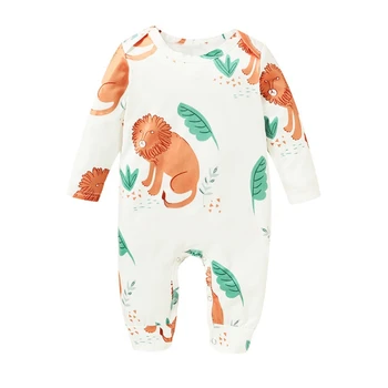 

Autumn Infant Baby Bodysuit Girls Boys Long Sleeve Animal Print Pattern Rompers Jumpsuit Kids Outfits