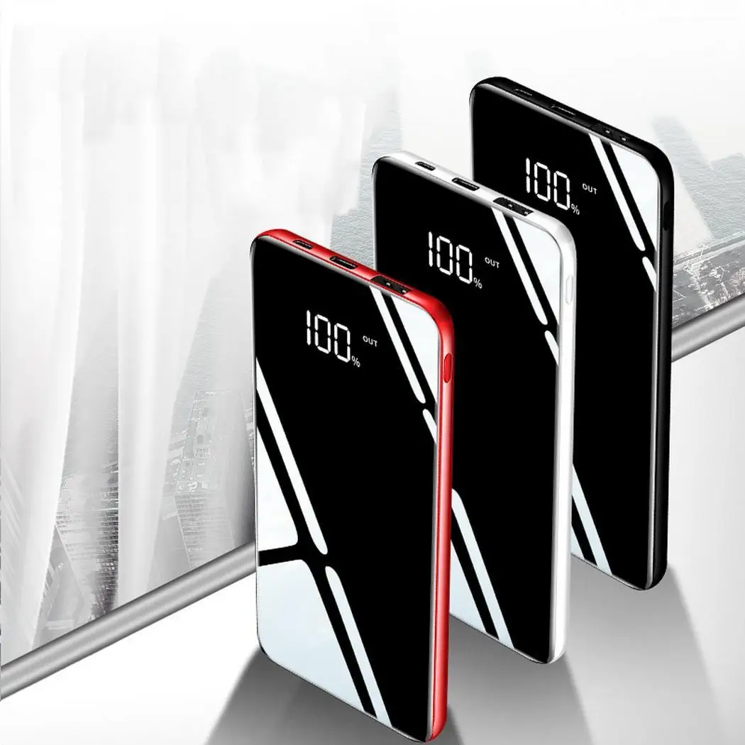

Top 30000mAh Power Bank Mirror Screen Digital Display Type-C Power Bank Charger External Battery Pack For Xiaomi iPhone Samsung
