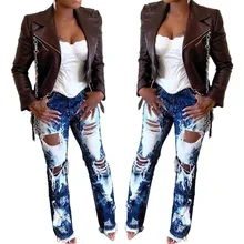 Высококачественные женские зимние модные джинсы с дырками и карманами на молнии, прямые брюки, опт, Прямая поставка