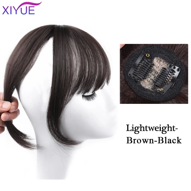 Black/Light Brown Clip In Hair Bangs Hairpiece Accessories Synthetic Fake Bangs Clip In Hair Extensions Clip In Hair Pieces BF04-4