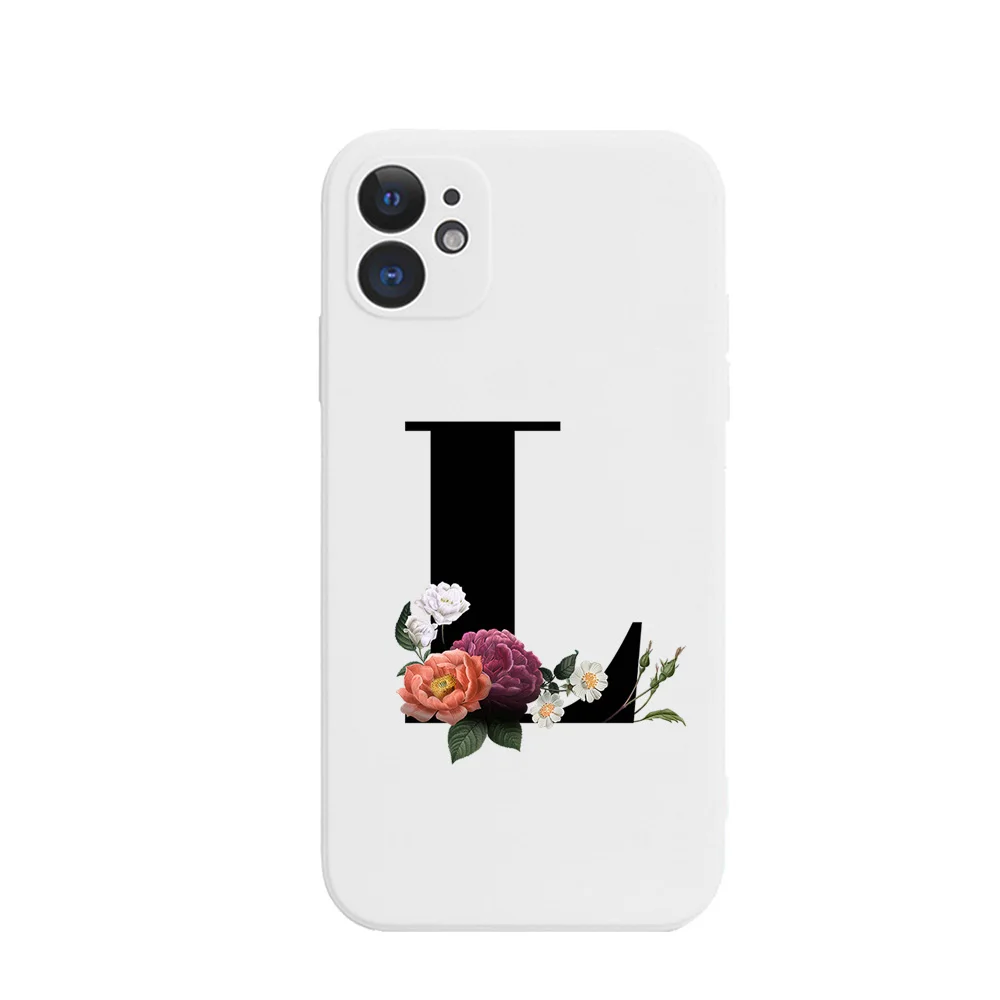 English Letter White Phone Case For iPhone 11 Pro Max X XS Max XR 7 8 Plus Fashion flower soft Silicone Cover iphone 8 leather case