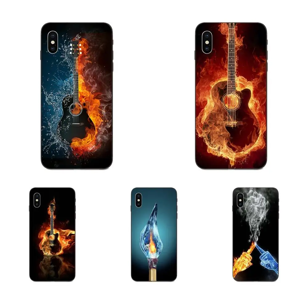 Силиконовый чехол Fire And Ice Guitar Music Pattern для Xiaomi Redmi Mi Note 2 3S 8 9 Lite SE Pro|Чехлы-накладки| |