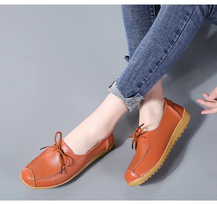 AH1805-2020 Spring Autumn Shoes Woman Genuine Leather Walking Flat Shoes Woman-16