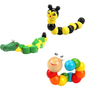 

Colorful Wooden Worm Puzzles Kids Learning Educational Didactic Toys Baby Finger Development Games For Montessori Gift
