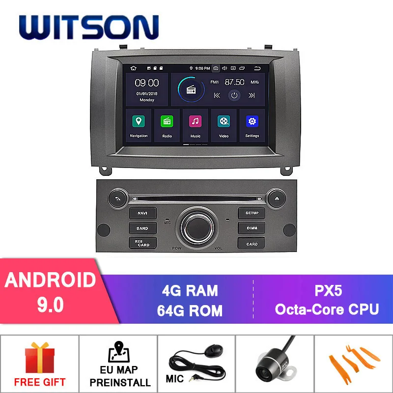 WITSON Android 9,0 Восьмиядерный(Восьмиядерный) 4G ram+ 64G rom автомобильный dvd-плеер gps для PEUGEOT 407 сенсорный экран Авто Радио DVD - Цвет: RVF5588S Android 9.0