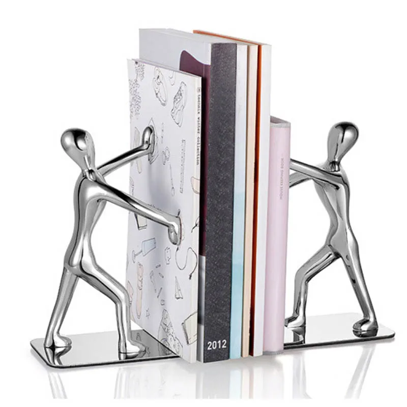 

1 Pair Stainless Steel Kung Fu Kid Book Clips European Bookend for House Decoration Hi 888