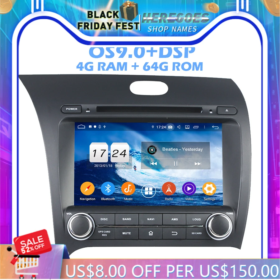 1280*720 IPS DSP Android 10 0 4 Гб Оперативная память + 64 ГБ 8Core dvd-плеер для автомобиля GPS Wi-Fi