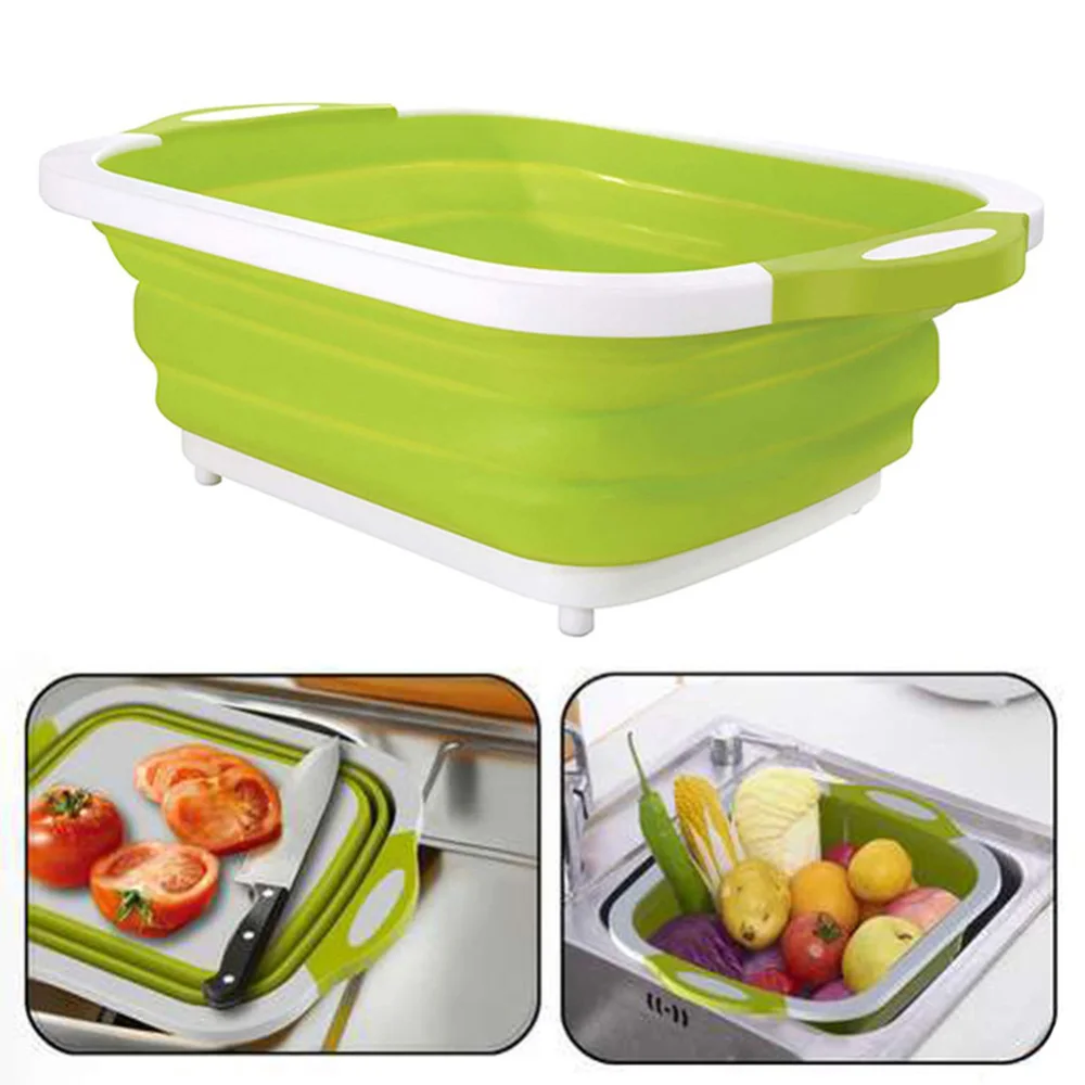 Foldable Vegetable Basket Fruit Strainer Chopping Board Drain Basket