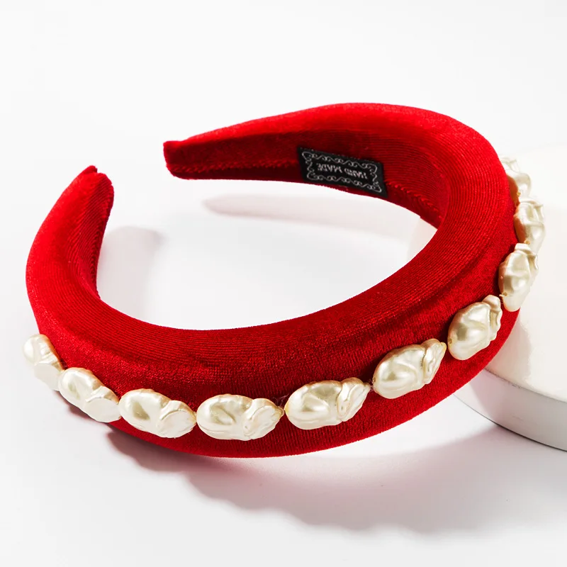 Thick Velvet Headbands for Women, Really Pearl Crown, Headband, 4 cm Headgear, Wide Plastic, Head Adornment Drop Shipping - Окраска металла: 5