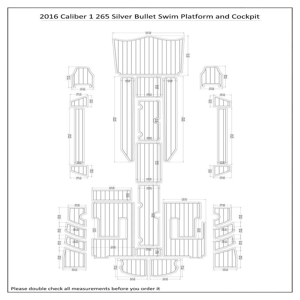 

2016 Caliber 1 265 Silver Bullet Swim Platform Cockpit Boat EVA Teak Deck Pad