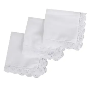 

Cotton Lace Side Small Square Towel DIY Handmade White Handkerchiefs Hotel Tableware Decoration