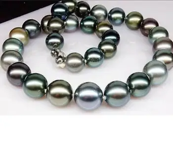

Fashion jewelry Free Shipping Huge 18"13-17MM SOUTH SEA BLACK GRAY ROUND PEARL NECKLACE GOOD LUSTER AA+