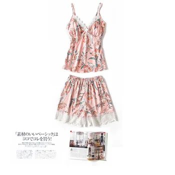 

Armin Arlat Sexy Pajama Women Sleepwear Print Flower/floral Pijama Home Clothes Summer Pyjamas Casual Satin Sweet Girl Lingerie