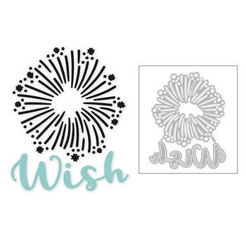 

2020 Hot New English Word Wish Plant Star Dandelion Flower Metal Cutting Dies Foil and Scrapbooking For Card Making no stamps