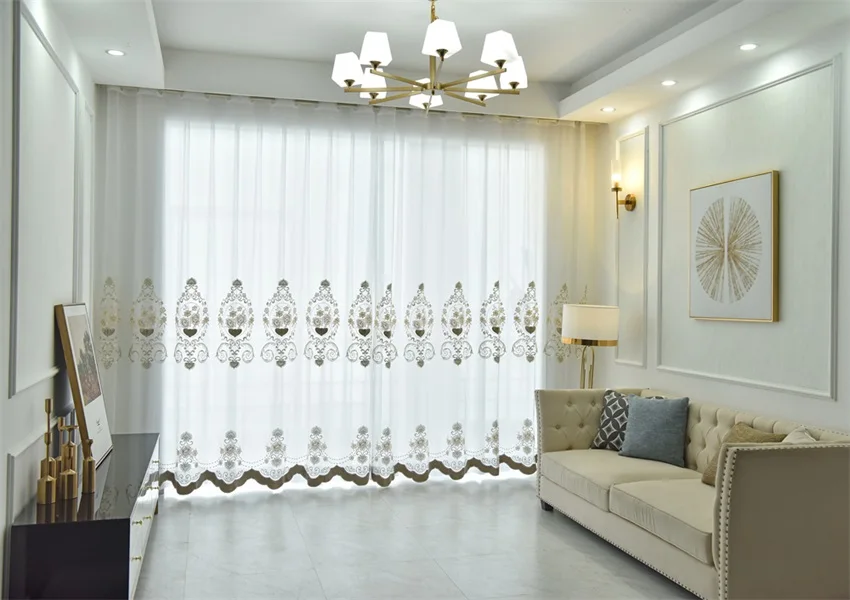 Европейский роскошный белый тюль с цветочной вышивкой, роскошное украшение для дома, для гостиной, спальни, на заказ, отвесная занавеска wp449#4