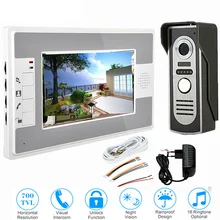 Système d'interphone vidéo 7 pouces, sonnette à Vision nocturne IR 700tvl, caméra de porte étanche, déverrouillage pour maison et appartement