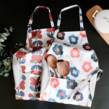 

Apron Flower Printing Waterproof Pinafore Kitchen Tools Kitchen Supplies Home Decor Fashion Creative Colorful Print PVC Aprons