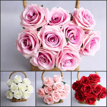 

6 Head Rose Wall Flower Arrangement Artificial Flower Head Handwork DIY Little Bud Wedding Decorated