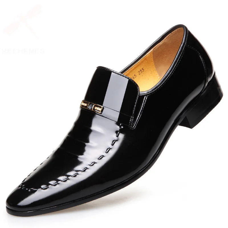 

Micro for leonaroo Genuine Leather Men Pointed-Toe Patent Leather Formal Wear Business Leather Shoes Men's Wedding Shoes Youth 0