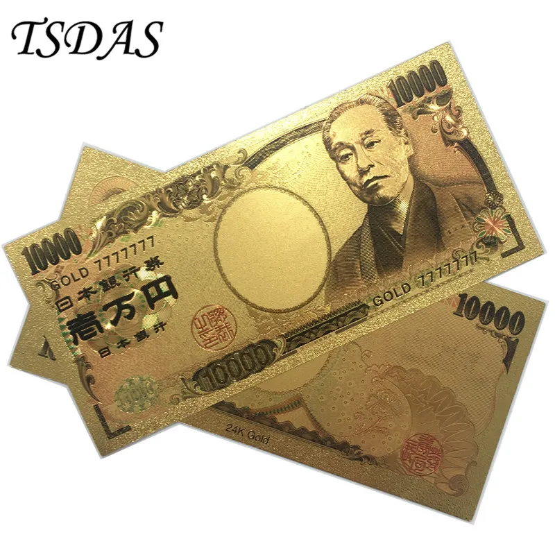 10 шт./лот, японские банкноты, позолота 24 К, 10000 иен, золото, пластиковые банкноты для классической коллекции детских памятей - Цвет: GOLD7777777